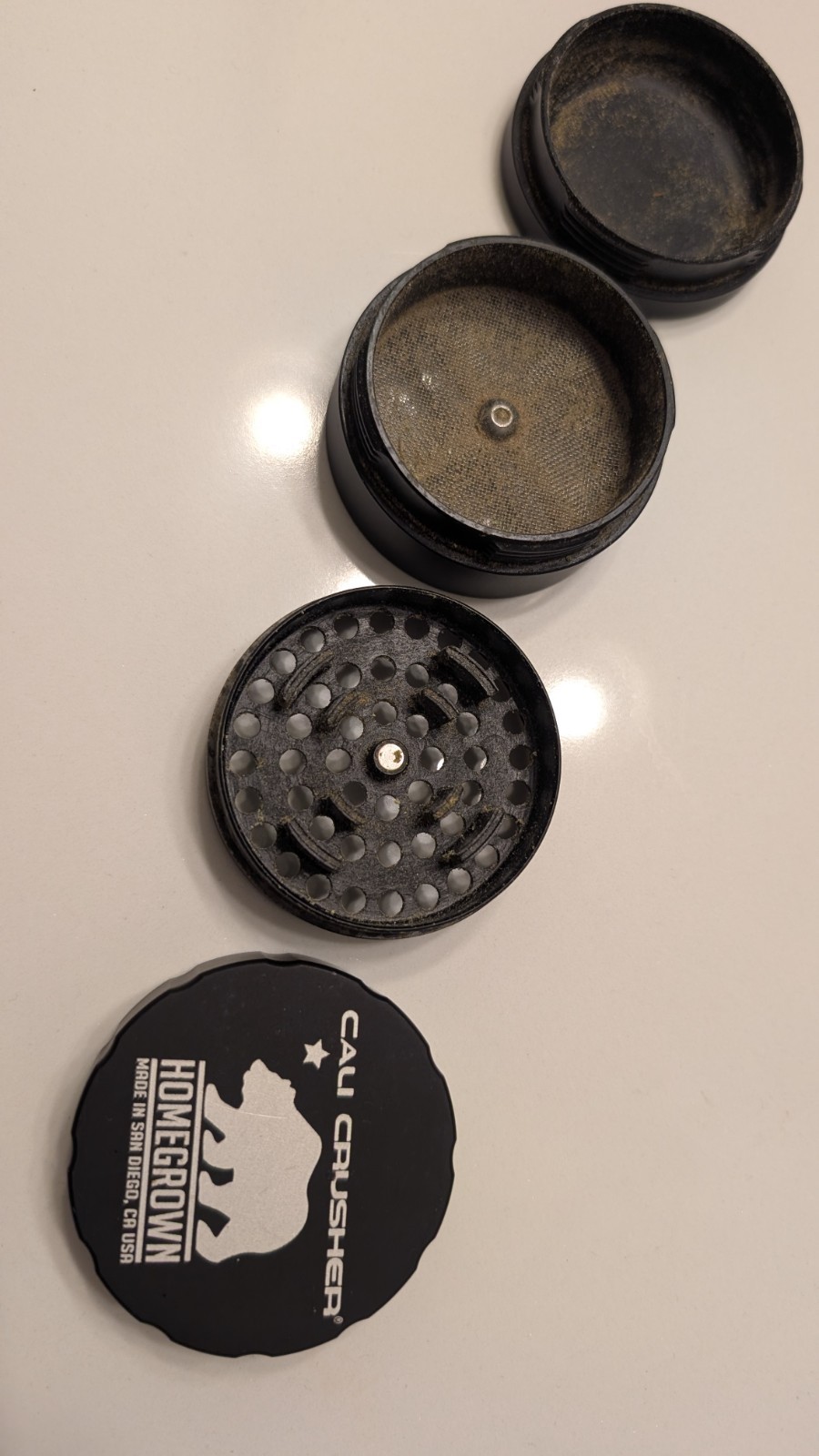 Cali Crusher Homegrown 4 Piece BLACK Herb Grinder Standard Size 2.35" AUTHENTIC