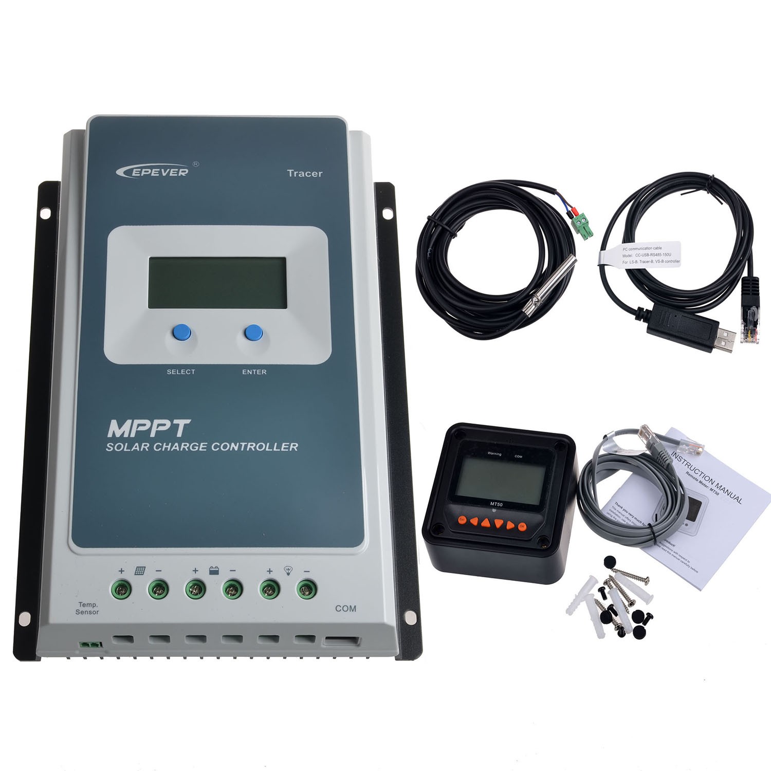 Epever 20A MPPT Solar Controller 12V/24V With Meter MT52 and Cable Tracer2206AN