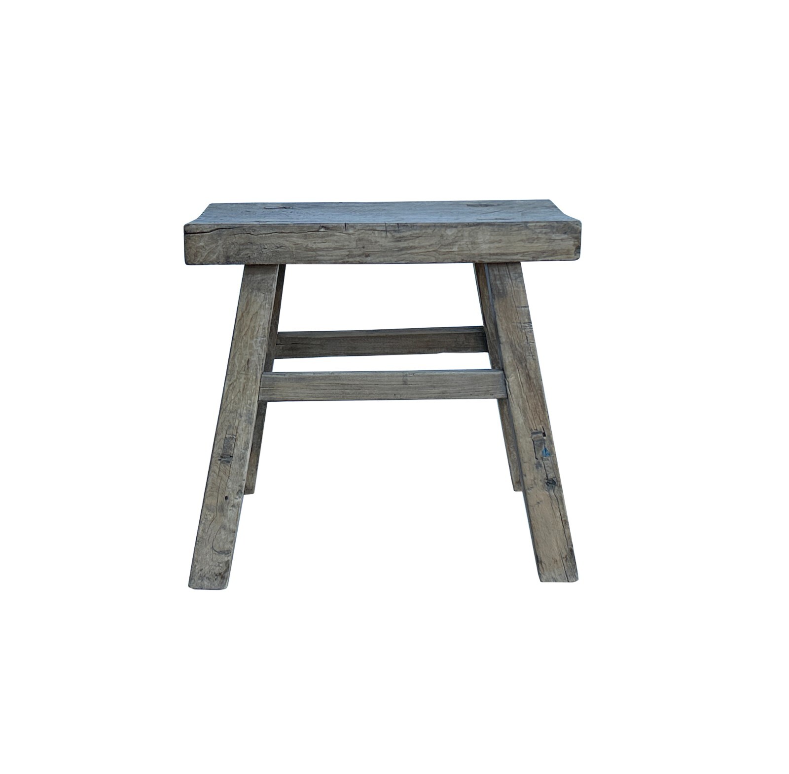 Rustic Raw Rough Wood Grain Rectangle Slim Stool Bench Side Table JK329
