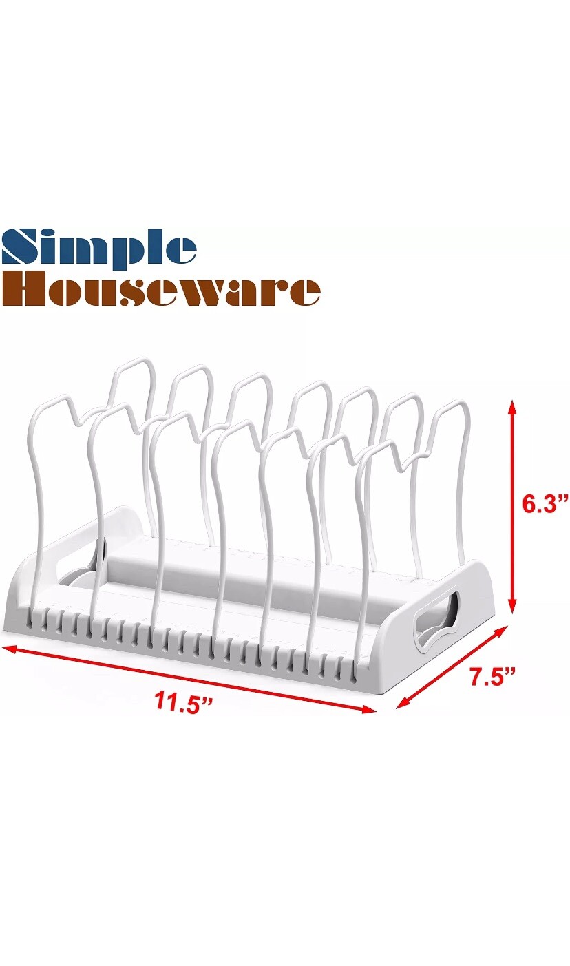 7 Compartments Adjustable Pan Organizer, White
