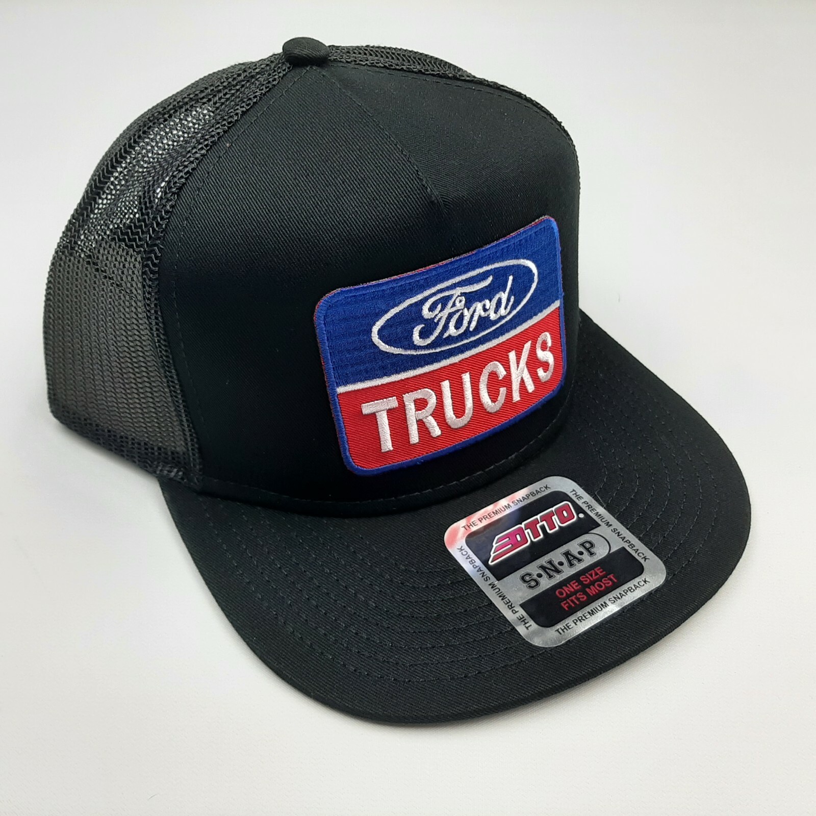 Ford Trucks Otto Flat Bill Baseball Cap Hat Embroidered Patch Mesh Snapback Blac
