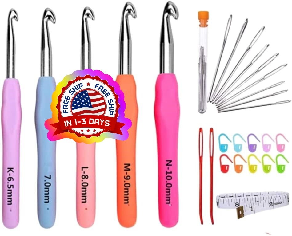 100PK Set Juego De Agujas Para Tejer Ganchos Herramientas Costura Hilado Tijeras