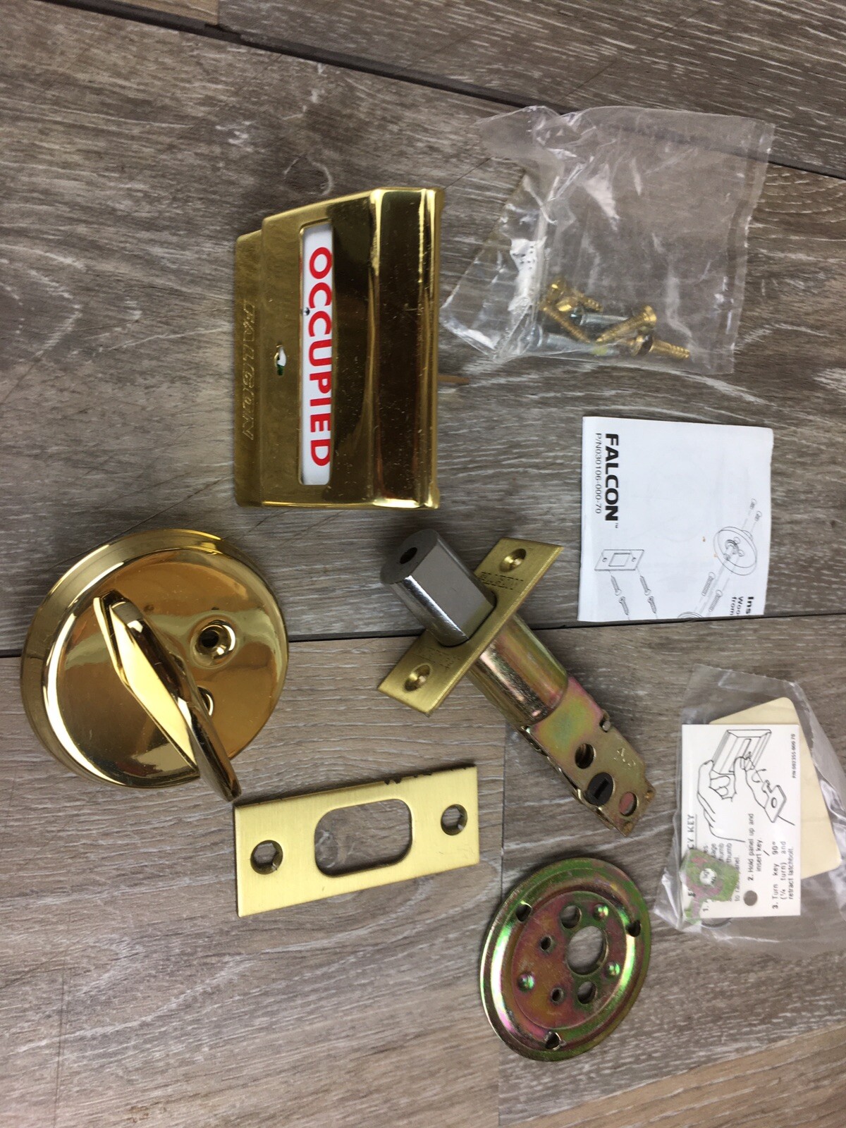 Falcon Indicator Deadlock W/ Key 2 3/4” Backset Lipless D87 1605 NOS