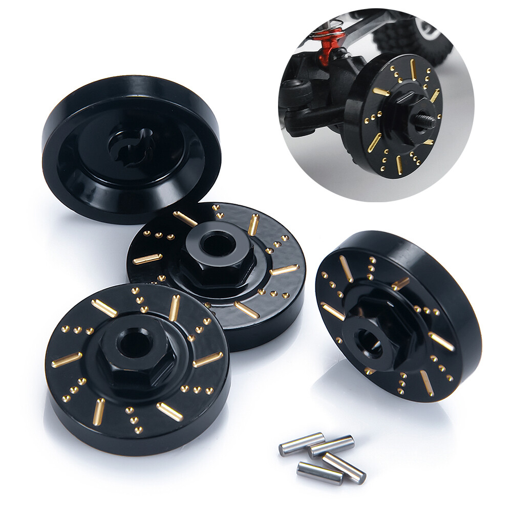 Heavy Duty Brass Wheel Hex Adapter Balance Weight Black for RC Axial SCX24 90081