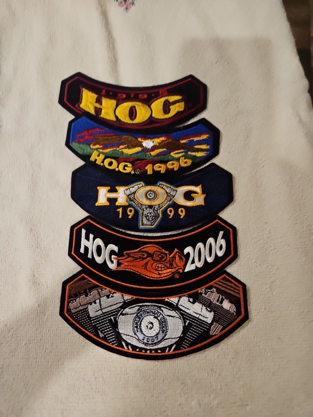 Vintage Lot of 5 Harley Davidson HOG /Rocker Patches 1995-97 2006-2007