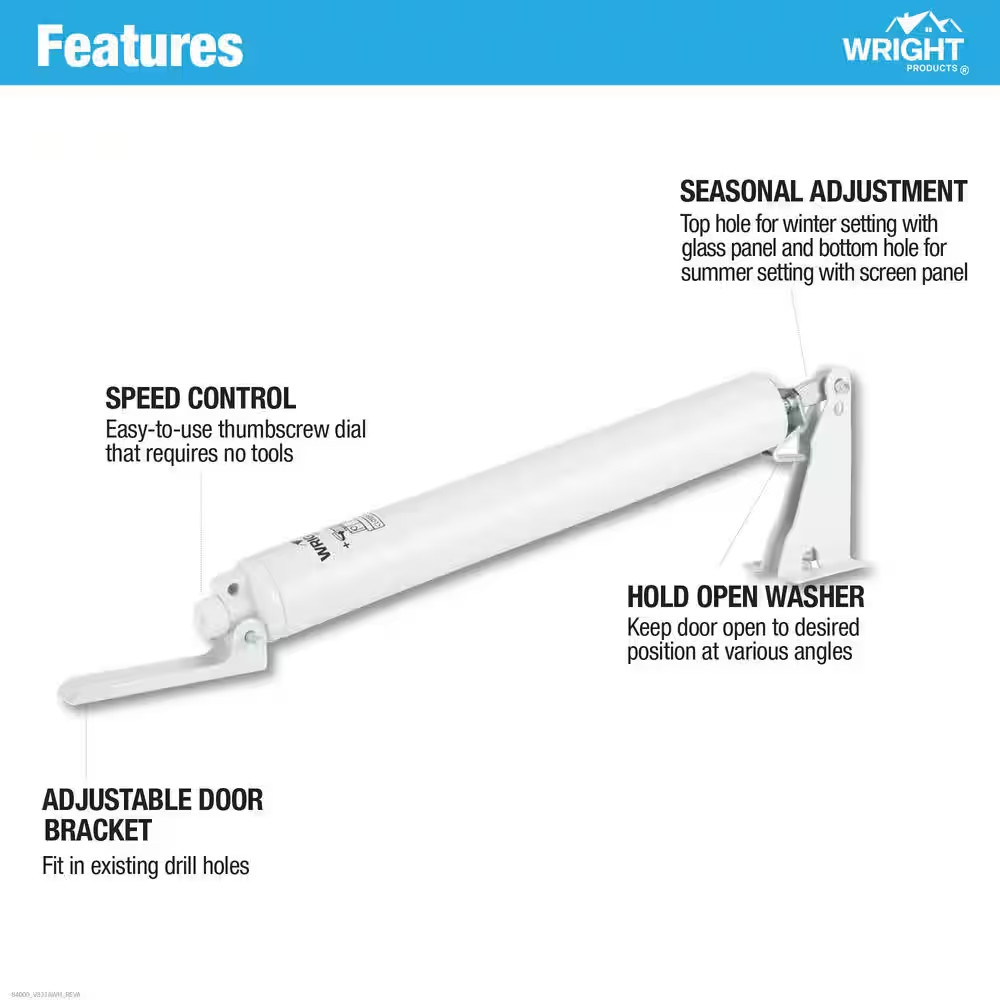 Pneumatic Closer W/ TS, Standard Duty, White