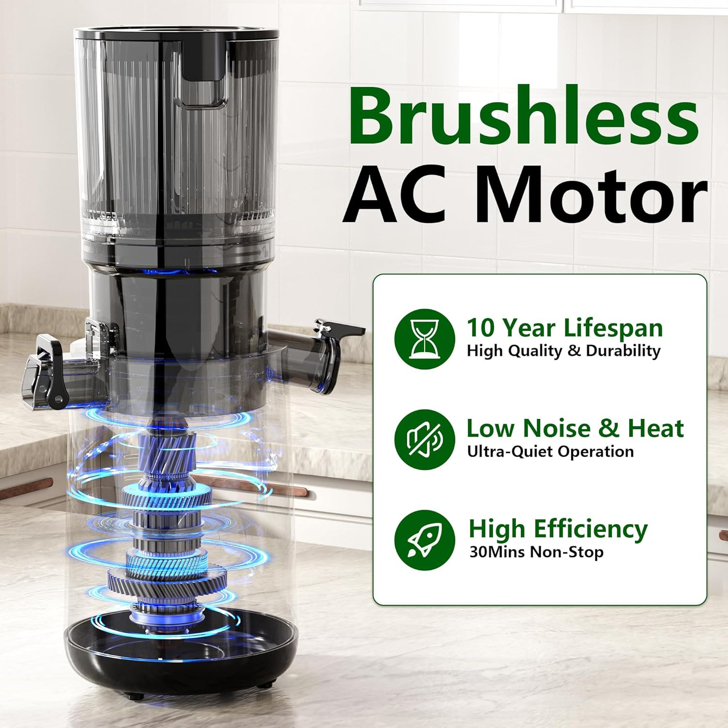 Juicer Machines, Cold Press Juicer with 5.3" Extra Large Feed Chute and Powerful