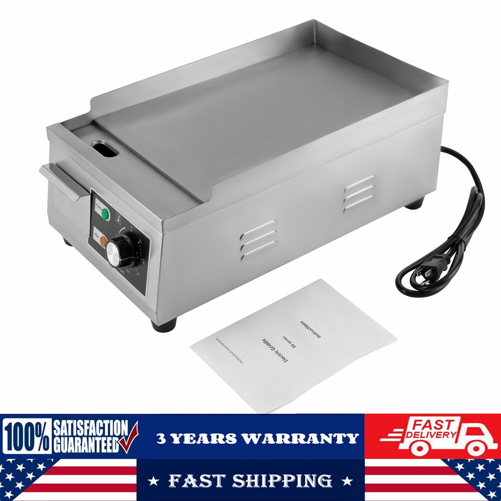 Electric Griddle Flat Top Grill 1300W 15.75" Hot Plate BBQ Countertop Commercial