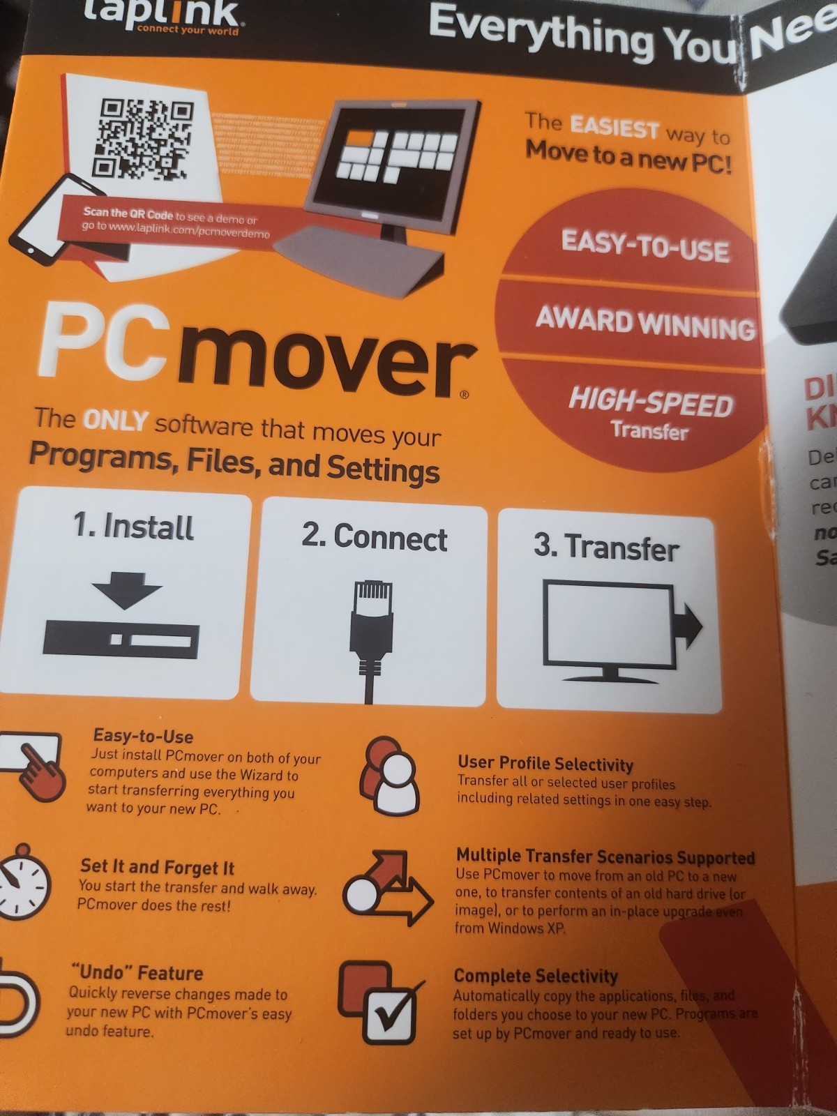 Laplink PCmover Ultimate W/ High Speed Ethernet Cable Windows Compatible