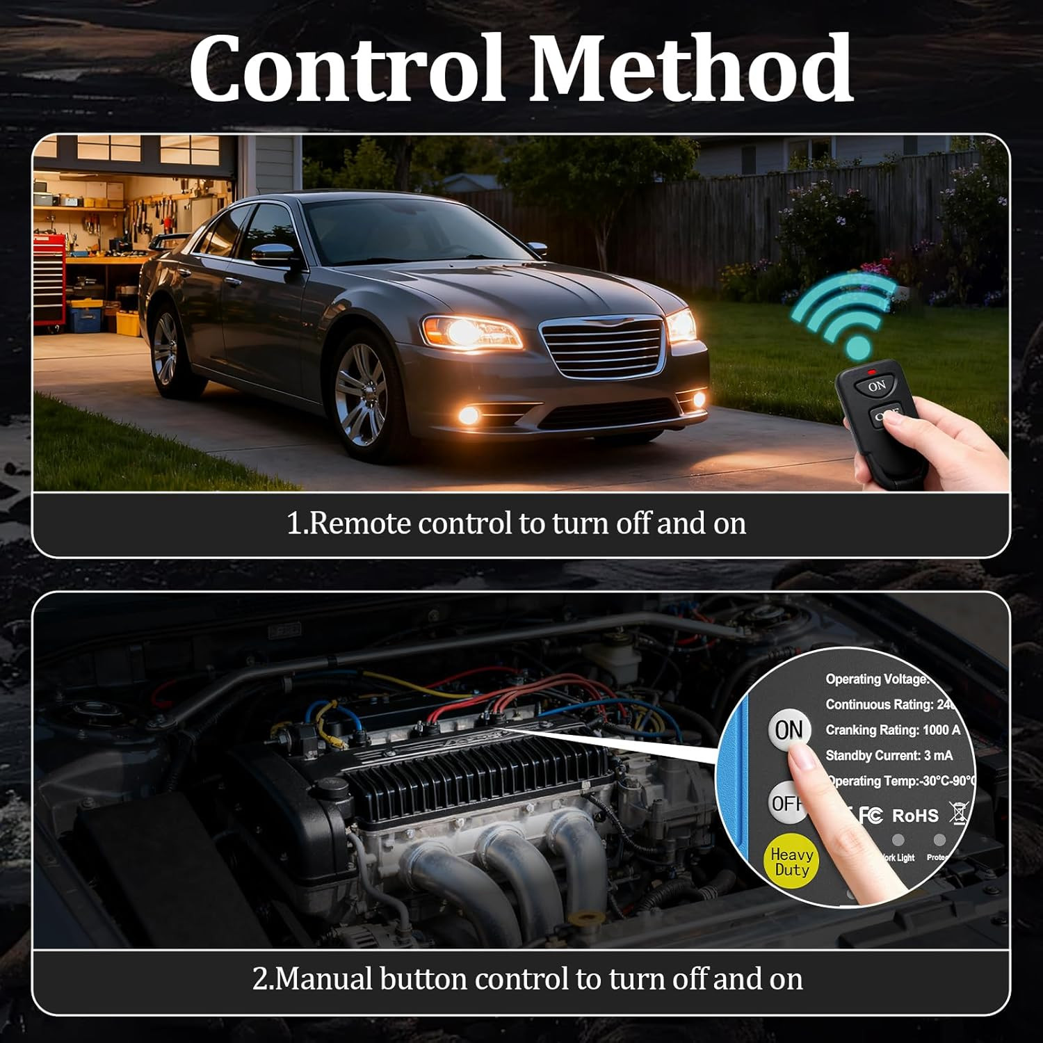 Remote Battery Disconnect Switch 12V, 240A, Kill Switch for Car Prevent Battery