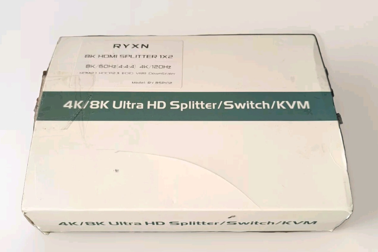 RYXN 4k/8k UHD HDMI Splitter/Switch/KVM - 1 in 2 Out -Supports 8K@60Hz, 4K@120Hz