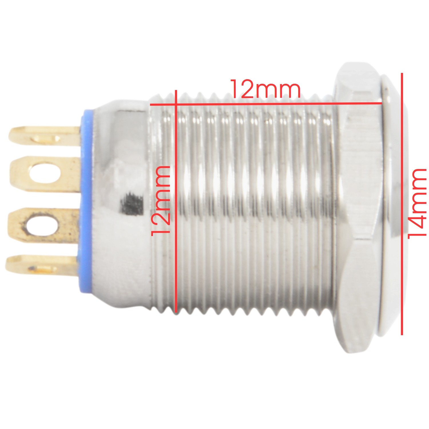 14mm Stainless Steel Momentary Push Button Switch Blue LED