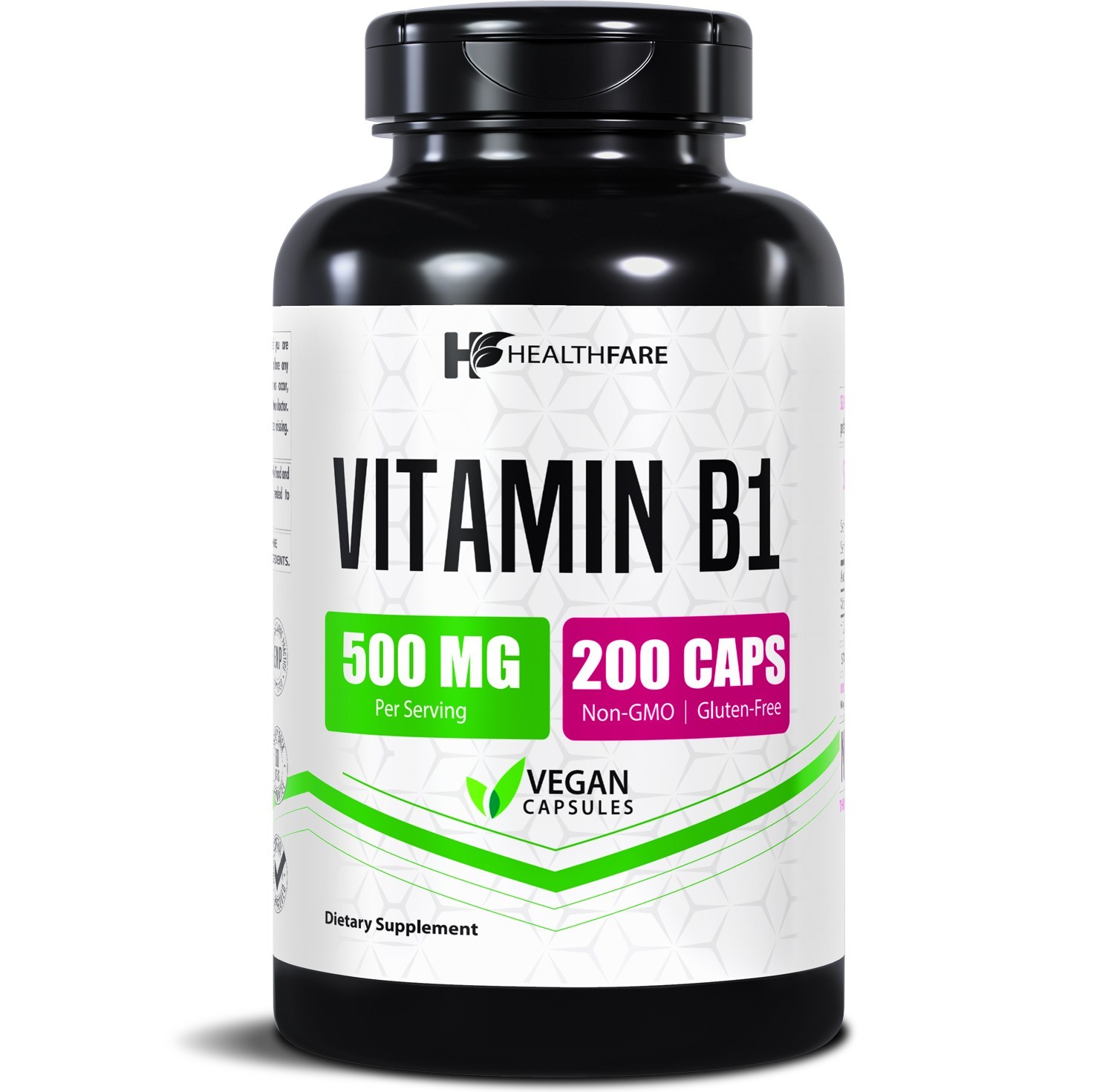 Healthfare Vitamin B1 500mg 200 Vegan Capsule Thiamine Supplement Overall Health