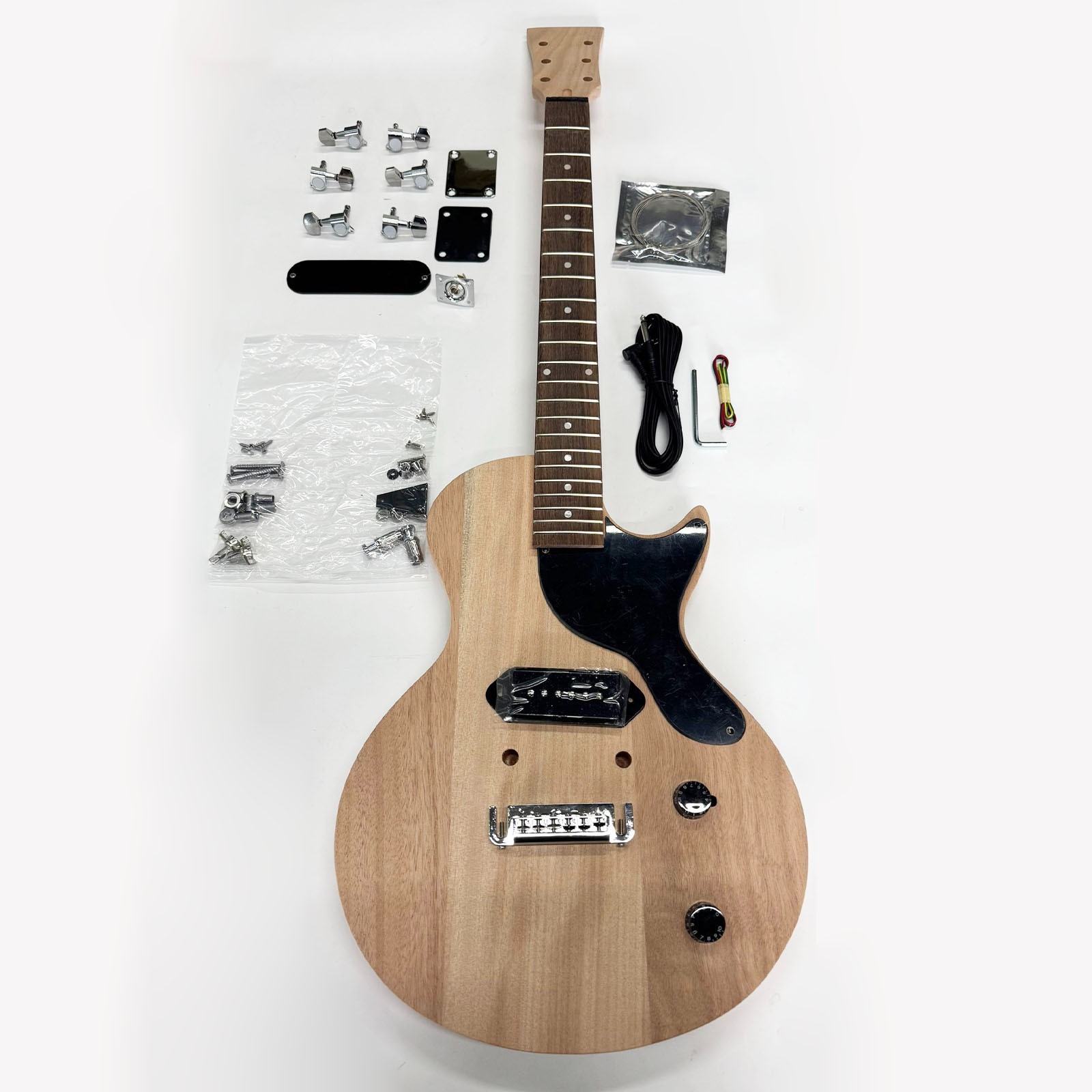 Unfinished Mahogany Electric Guitar Kit, 22-Fret Mahogany Neck