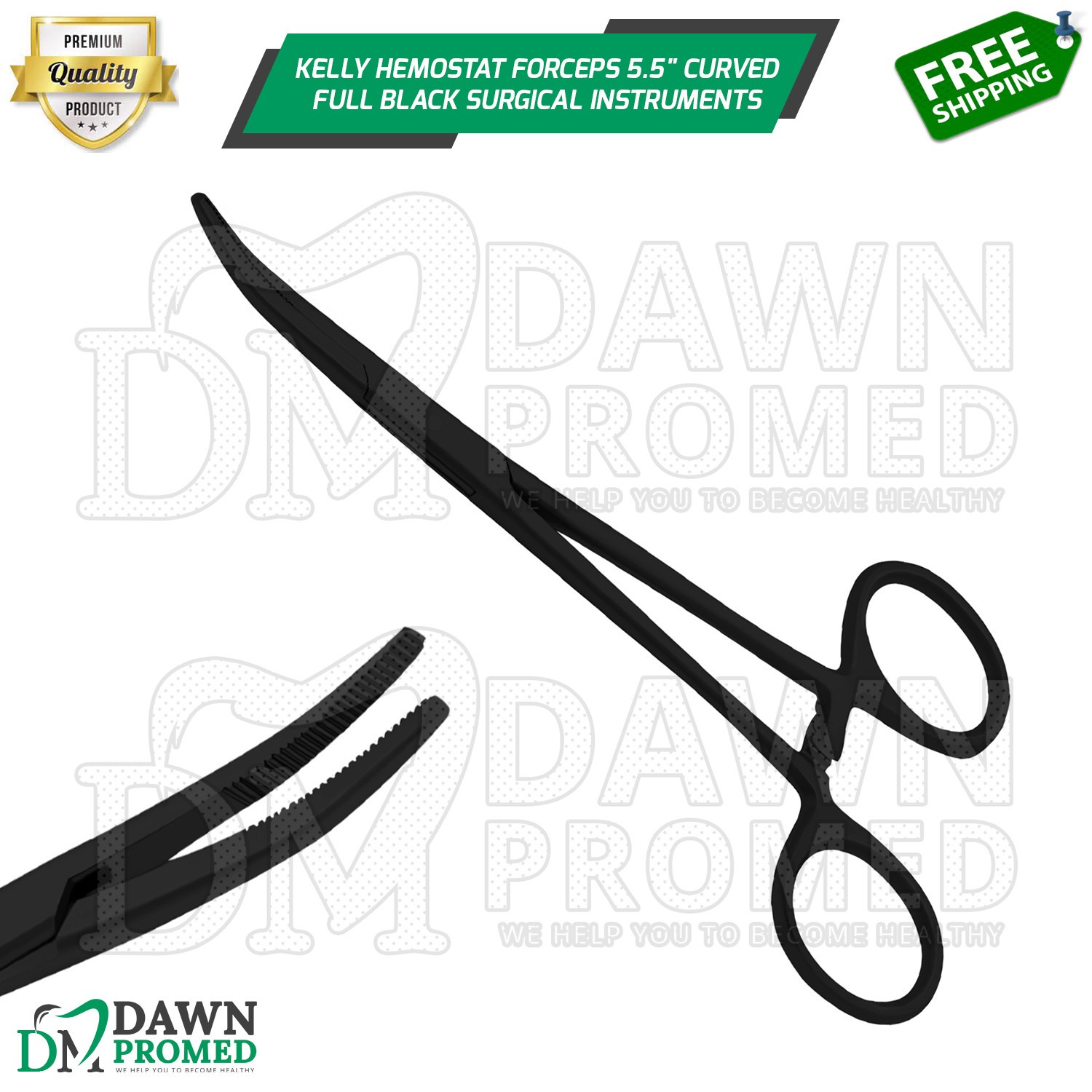Kelly Hemostat Forceps 5.5" Curved Full Black Surgical Instrument German Grade