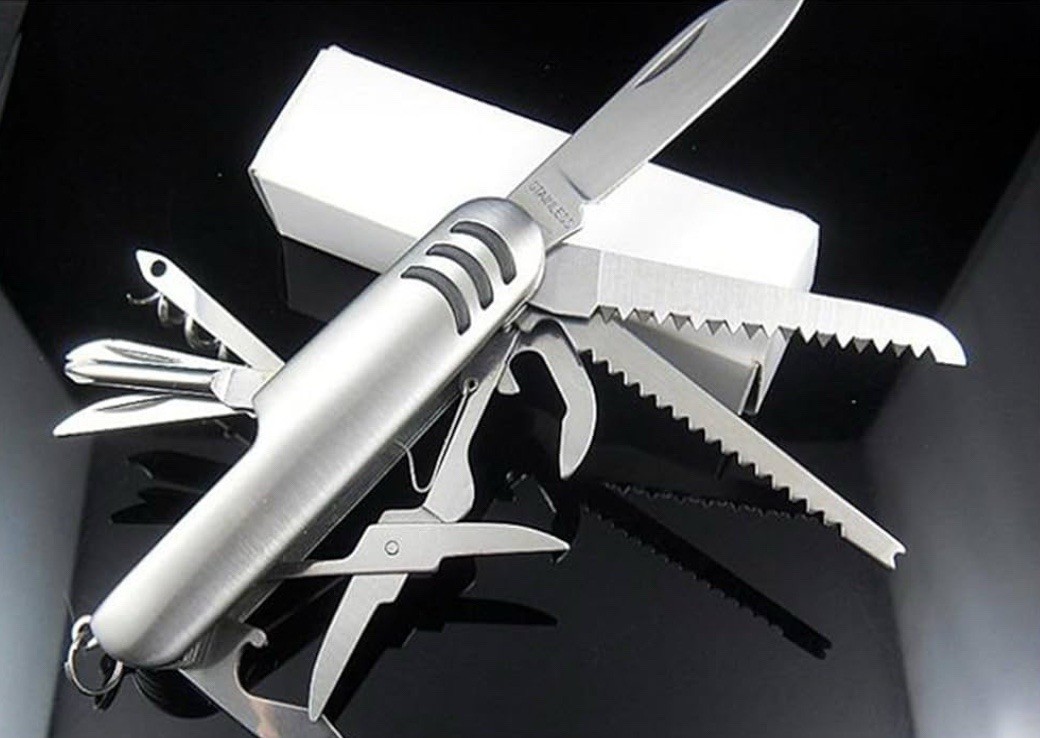Multi Function Pocket Tools Chest Knife Stainless Steel with 11 features