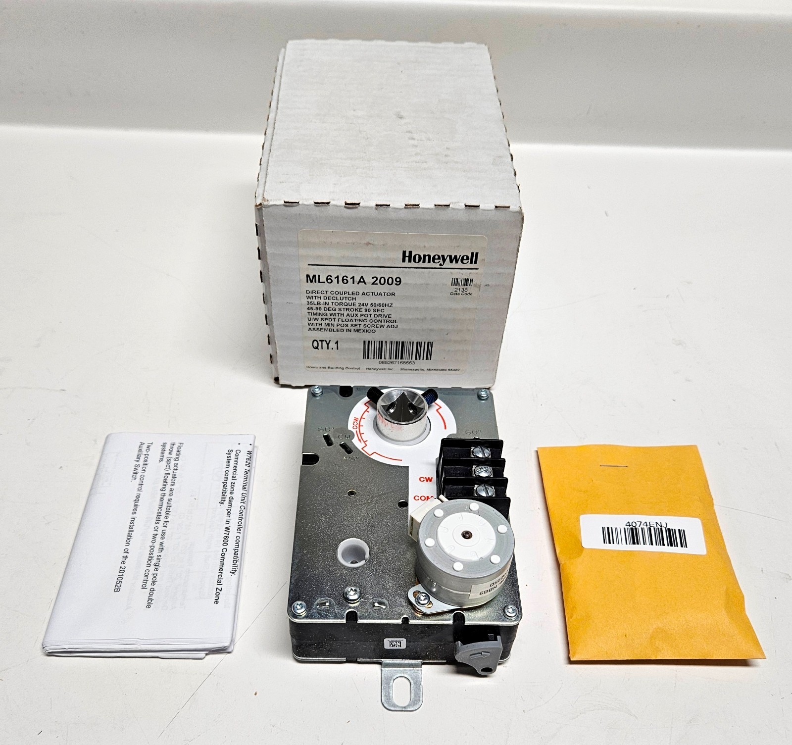 Honeywell ML6161A2009 Direct Coupled Actuator W/ Declutch  ML6161A 2009