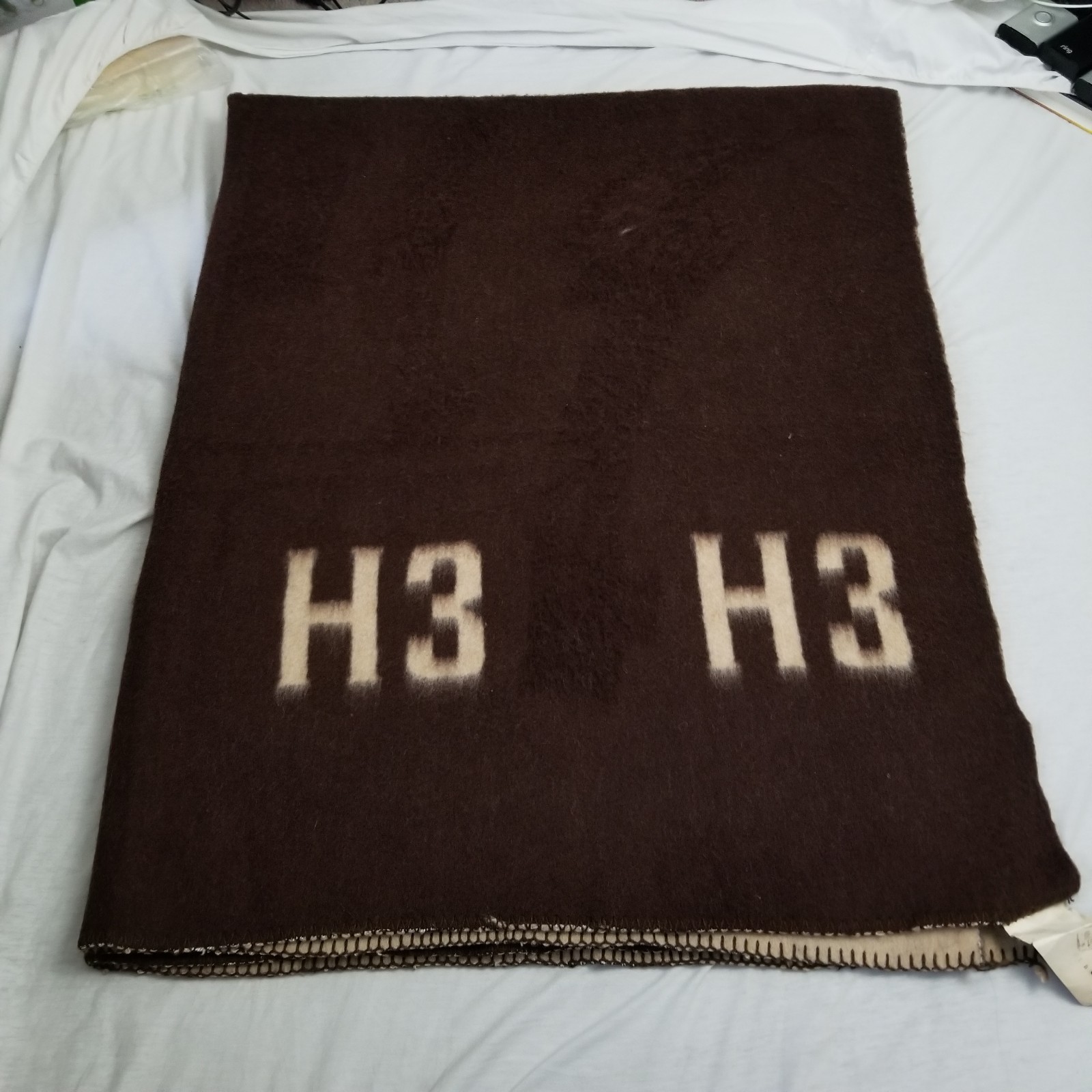 Bulgarian Officers Blanket Brown Wool Blend H3 Military Army Camping 62x80