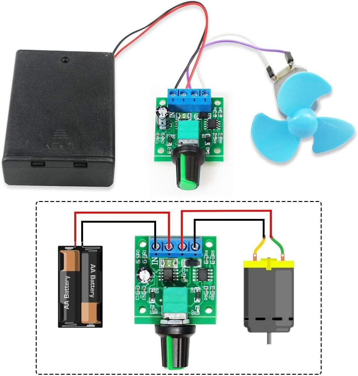 2PCS PWM DC Motor Speed Controller 1.8V-12V 2A Adjustable Control Switch
