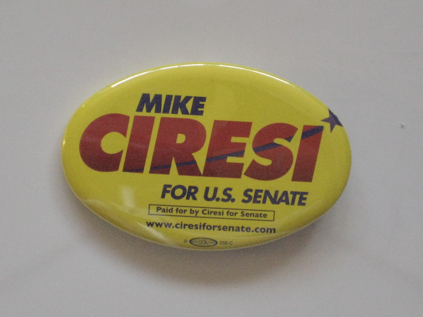 Pinback Button MIKE CIRESI FOR U.S. SENATE - Minnesota
