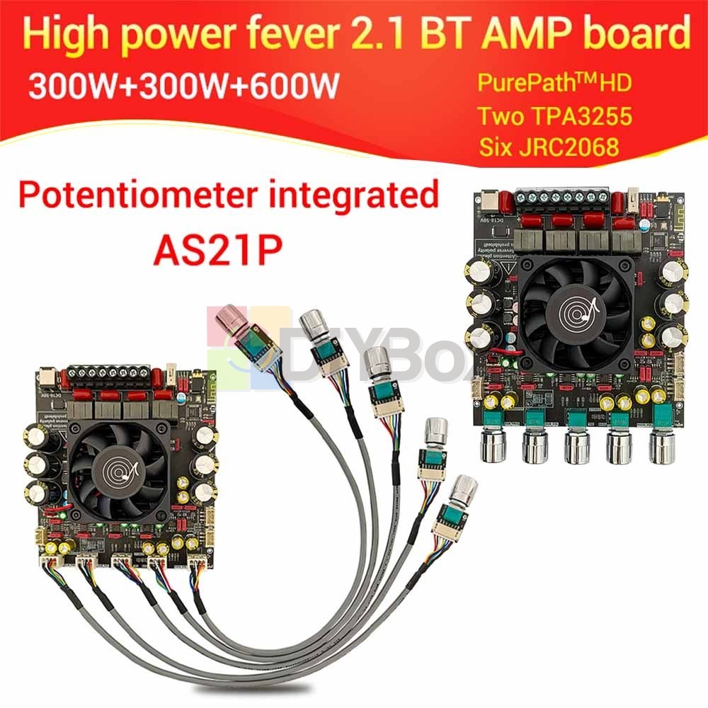 ZK-AS21P Hi-Fi 2.1 Channel Bluetooth Amplifier Board 300W+300W+600W TPA3255*2