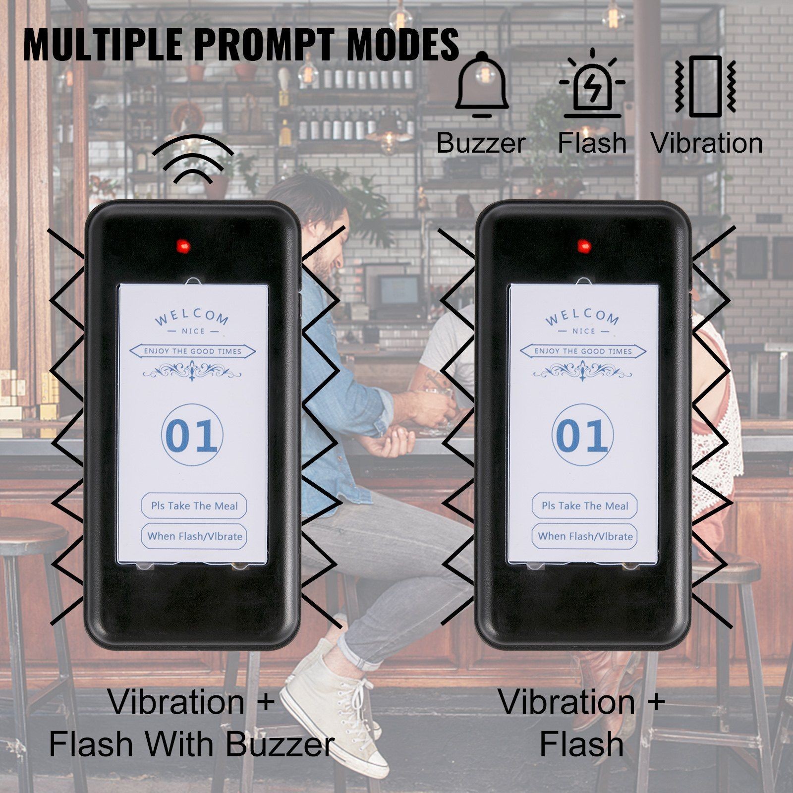 Compact Wireless Paging System 16 Handsets 98 Beepers Vibration Flash Buzzer