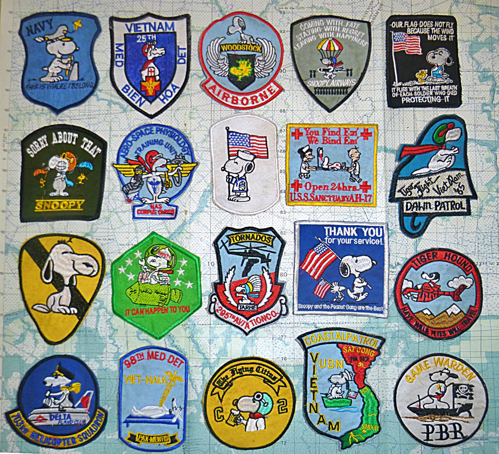 Game Warden - Lot of 20 Snoopy Patch - Tiger Hound, 101st Woodstock, Vietnam War