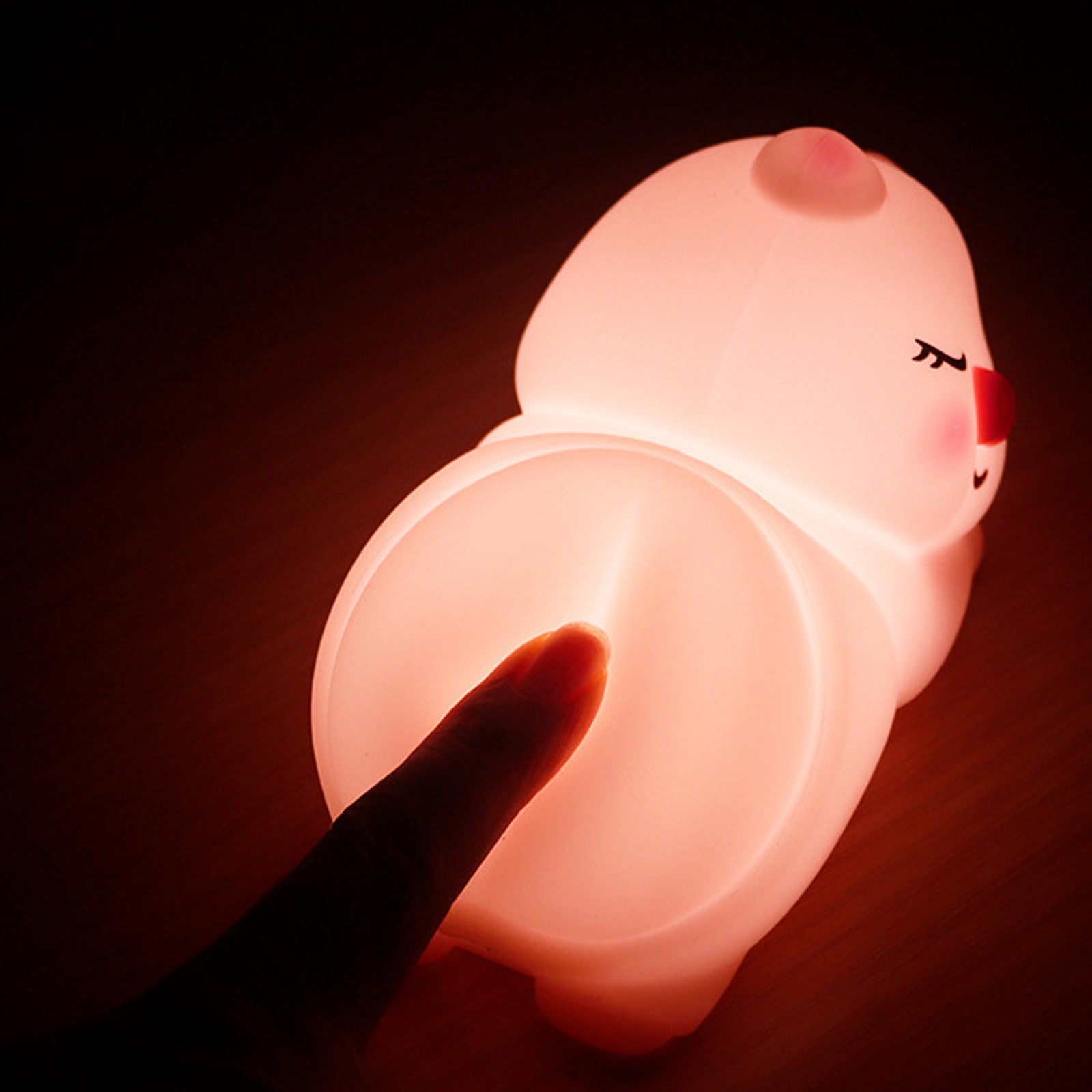 Piggy Night Light USB Charging Color Changing Soft Silicone Bedside Lamp Cute