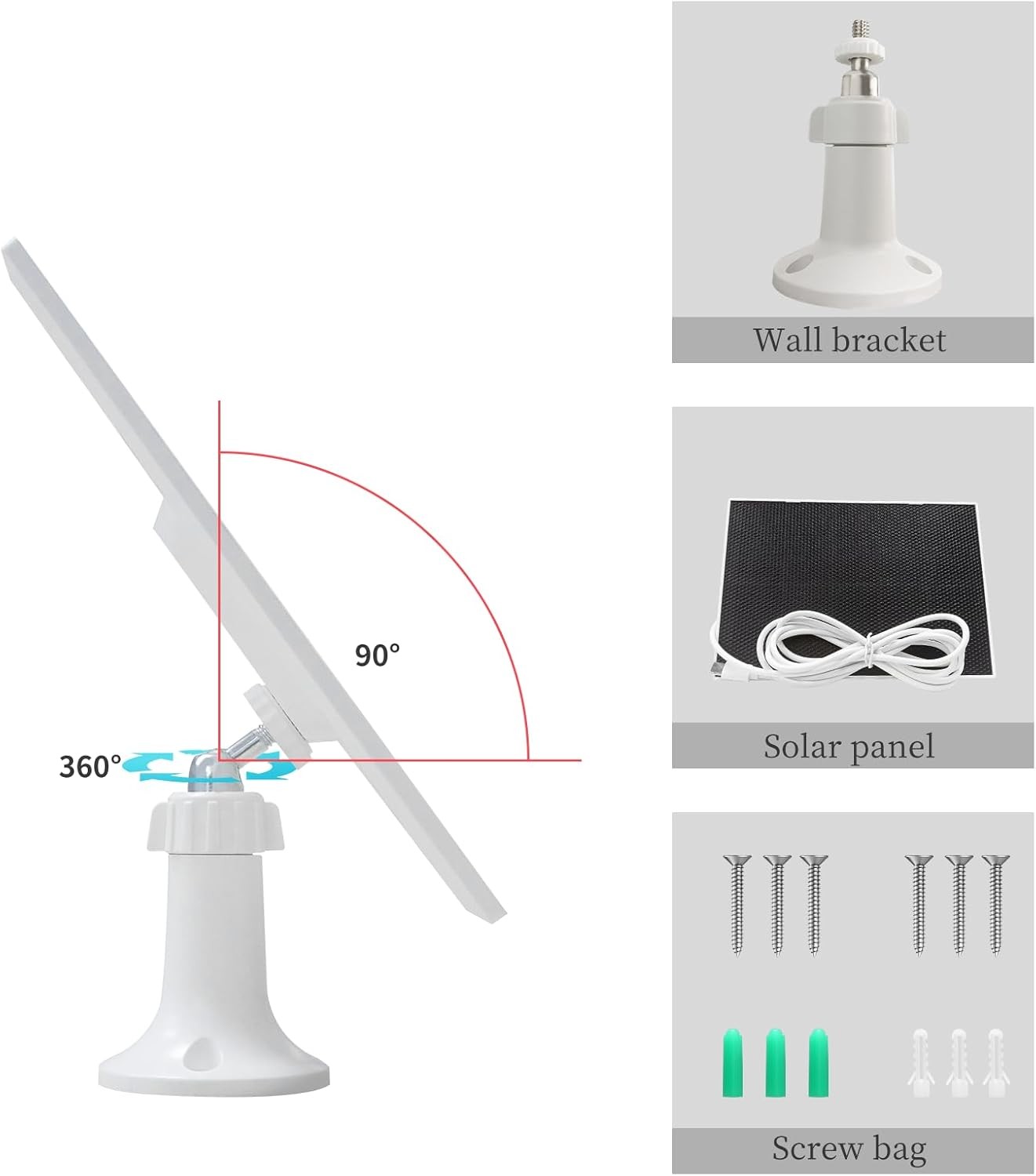 4W Solar Panel for Security Camera,Type C&Micro Charger White