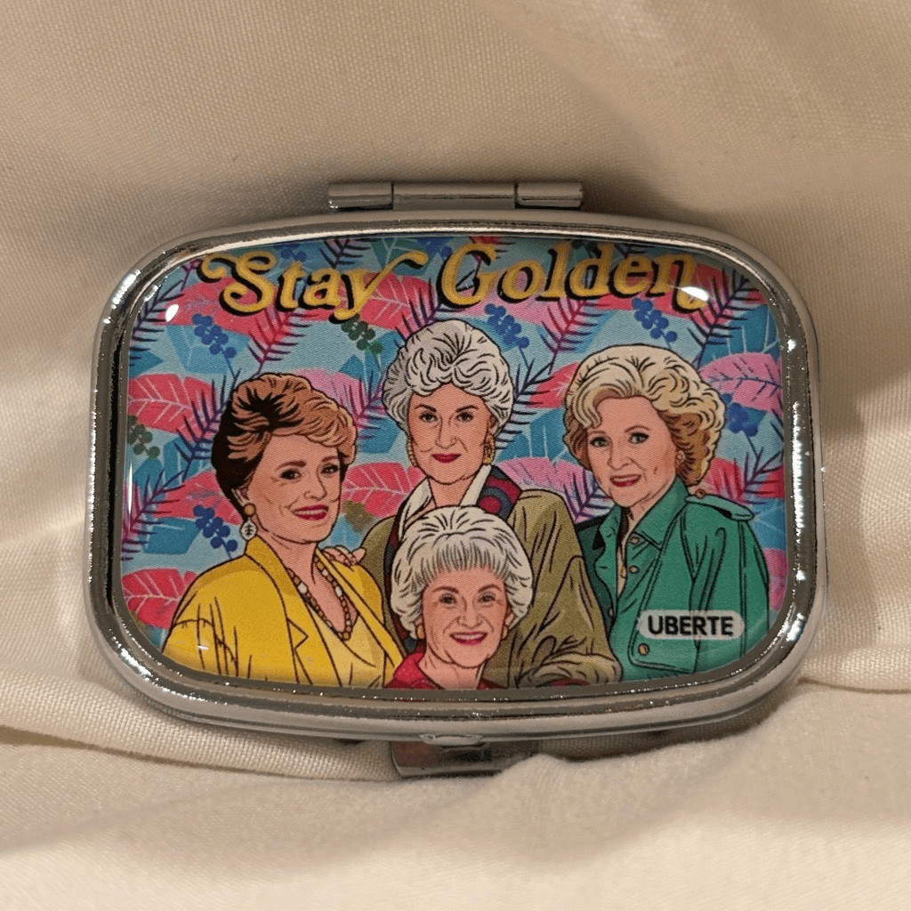 Stay Golden Golden Girls Travel Pill Box 2 Compartment Medicine Pill Case NEW
