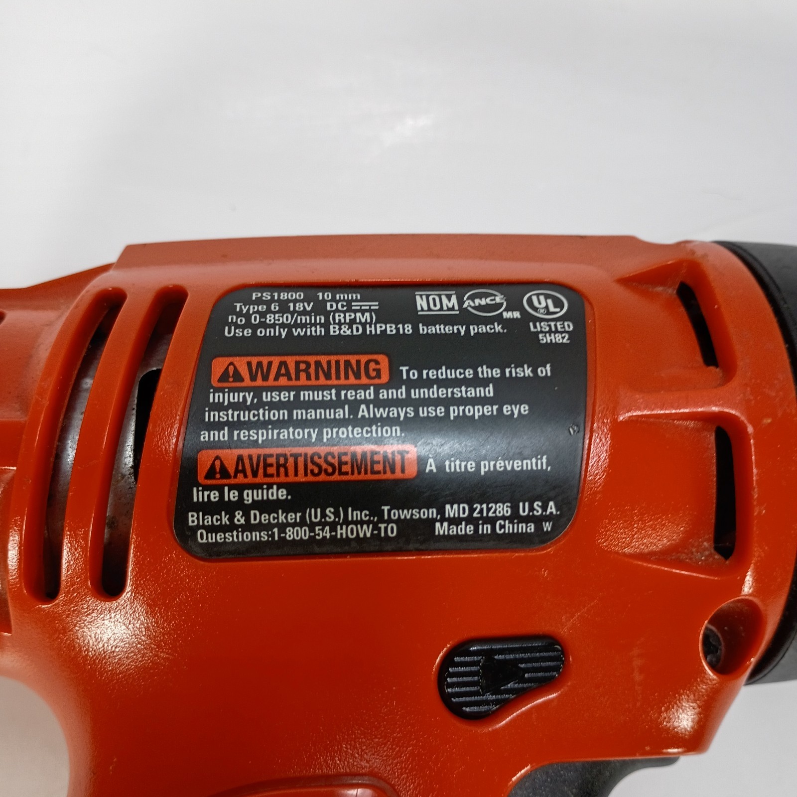 Black & Decker 18V Cordless Drill PS1800 Bare Tool ONLY