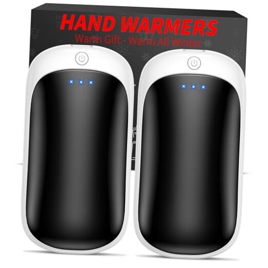 2 Pack Hand Warmers Rechargeable, Portable Electric White Black&White Black*2