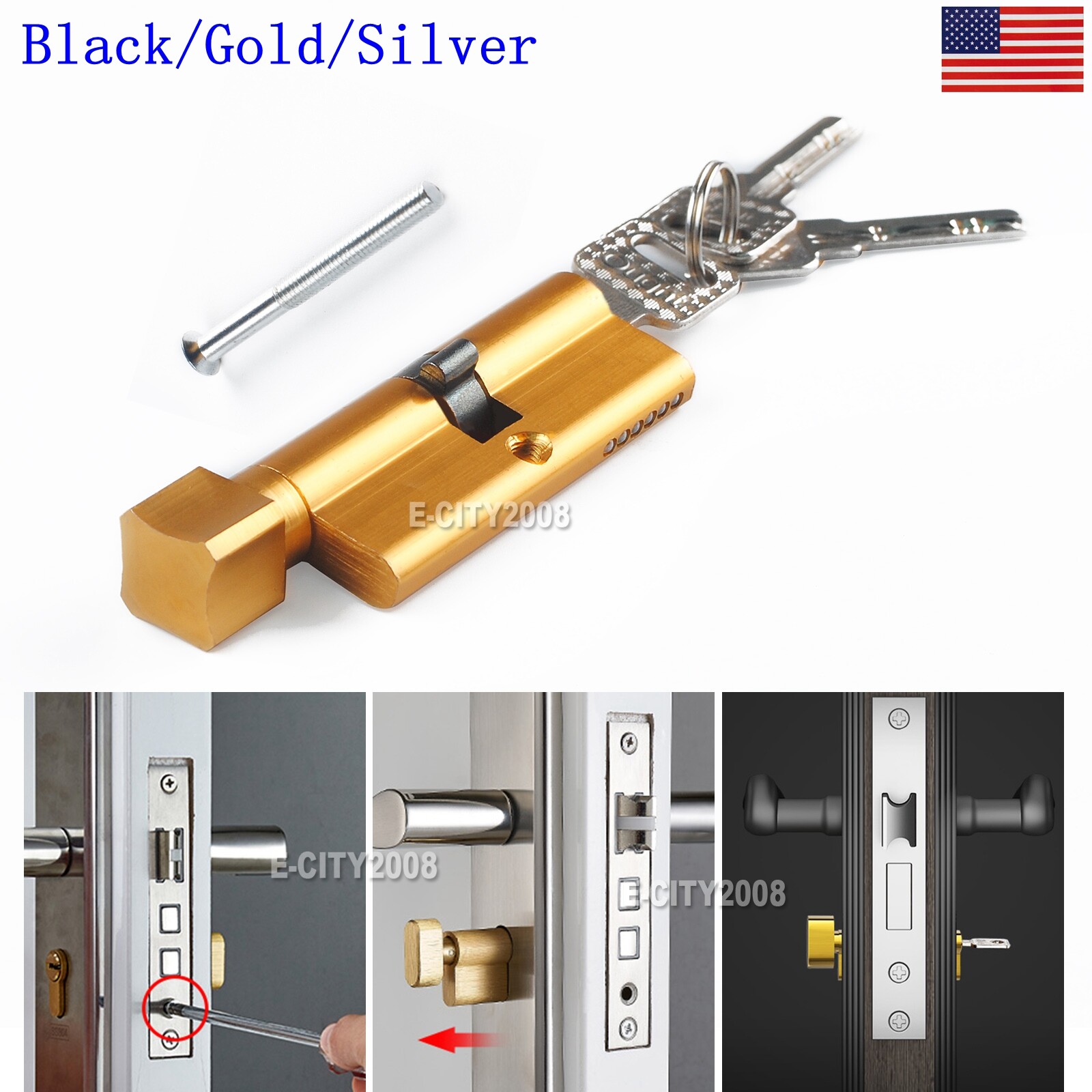 70MM Thumb Turn Cylinder Barrel Door Lock Anti Snap Bump Drill Pick Security