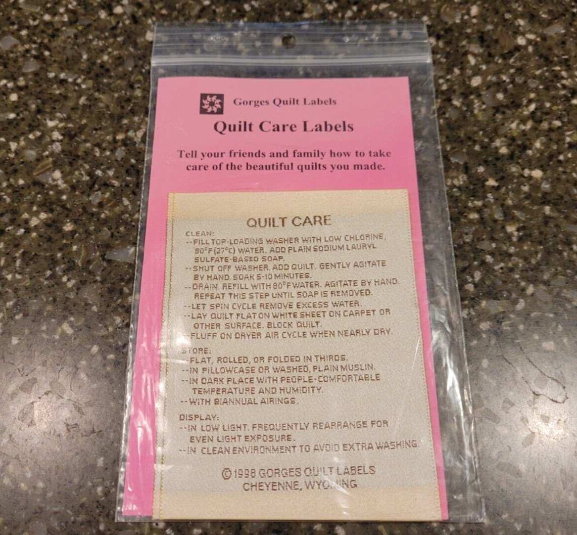 Gorges Quilt Care Label Pack of 2