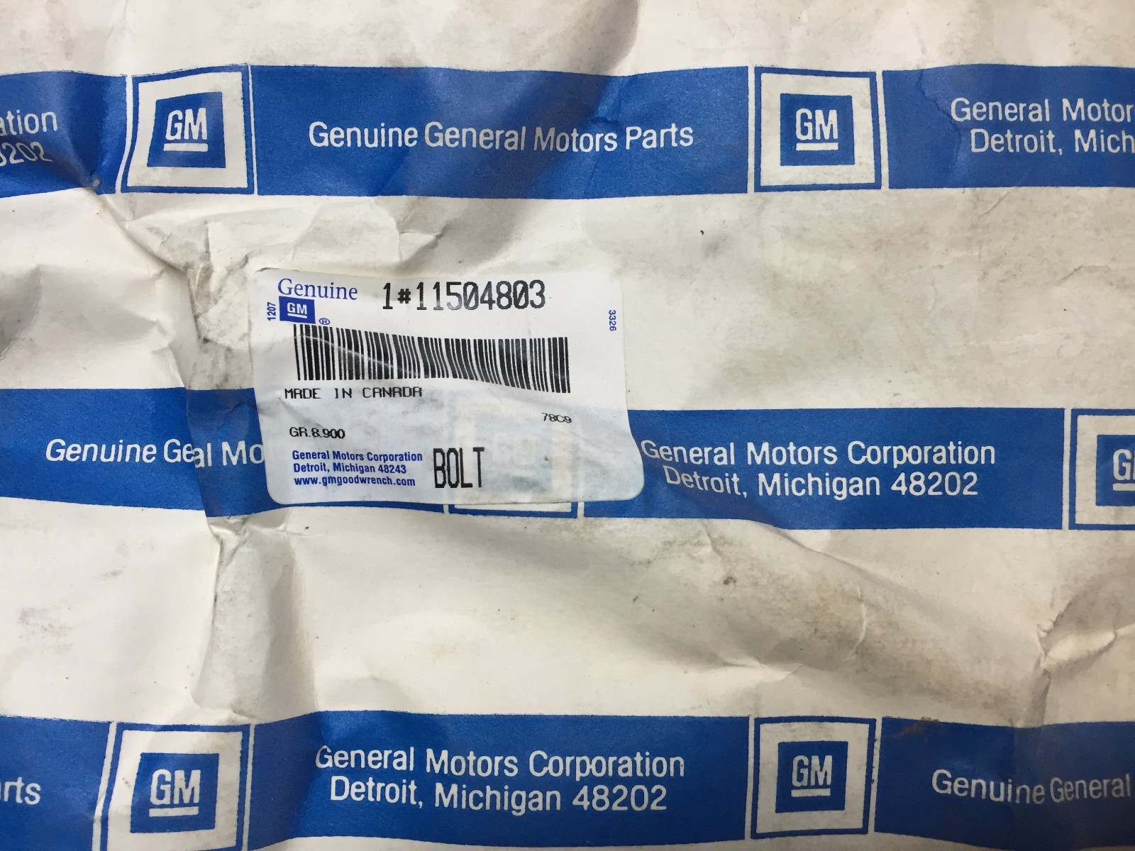 11504803  GM BOLT AC Delco