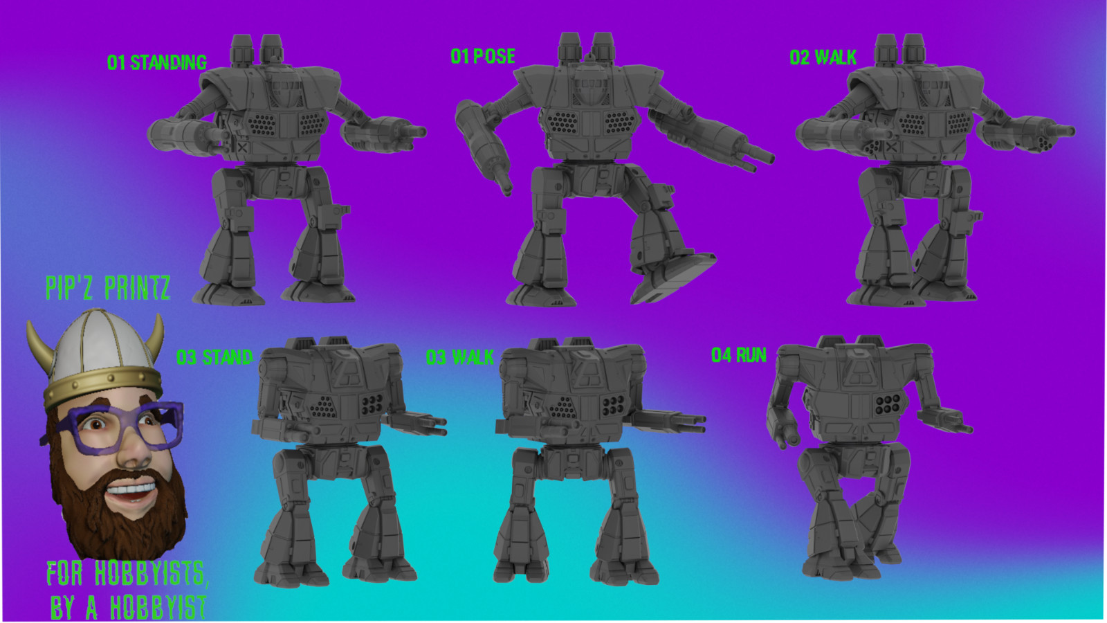 Grand Crusader "Retro" Alternate Mech Model For Battletech 6mm-10mm-15mm RLWS