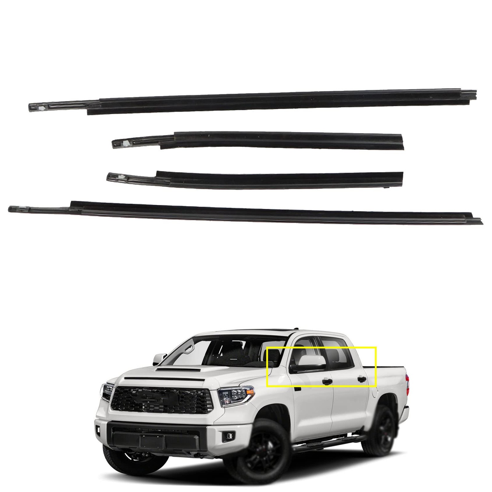 4Pcs Black Car Window Weatherstrip Seal Replacement for 2007-2020 Double Cab