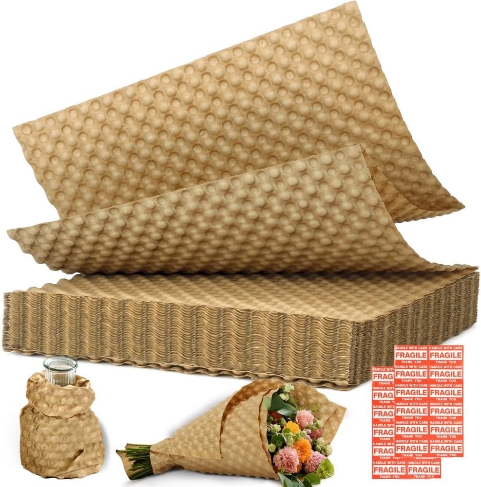 Bubble Wrap Paper Sheets for Packing 15x12 Inch Reusable Biodegradable