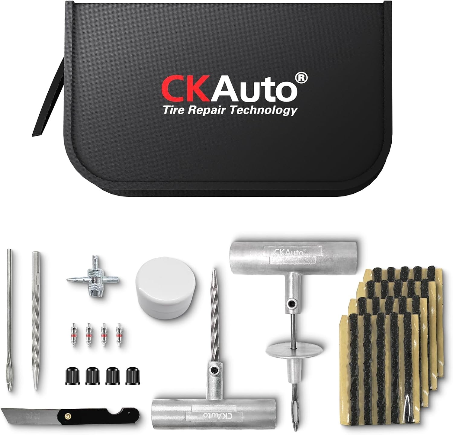 CKAuto 36 Pcs Tire Repair Kit Heavy Duty for Cars SUVs Trucks