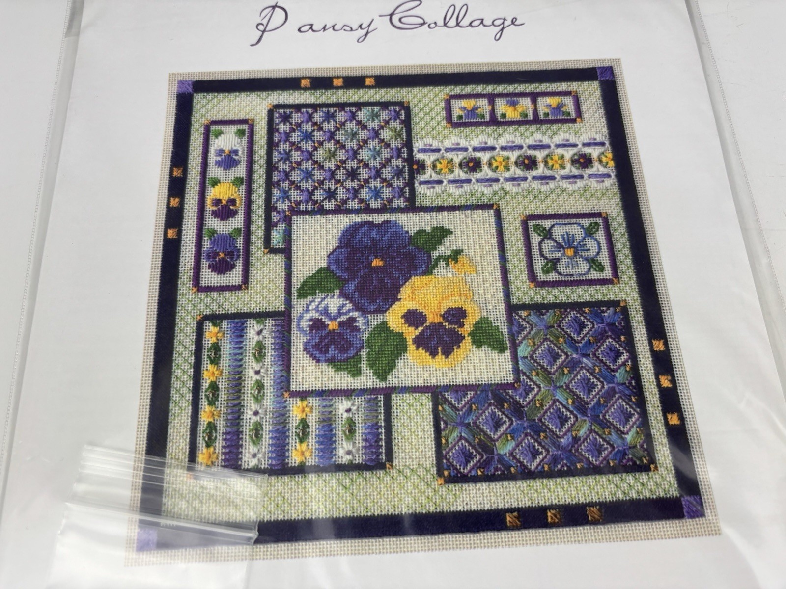Laura J Perin Design Garden Collection Pansy Collage Needlepoint Pattern 2S