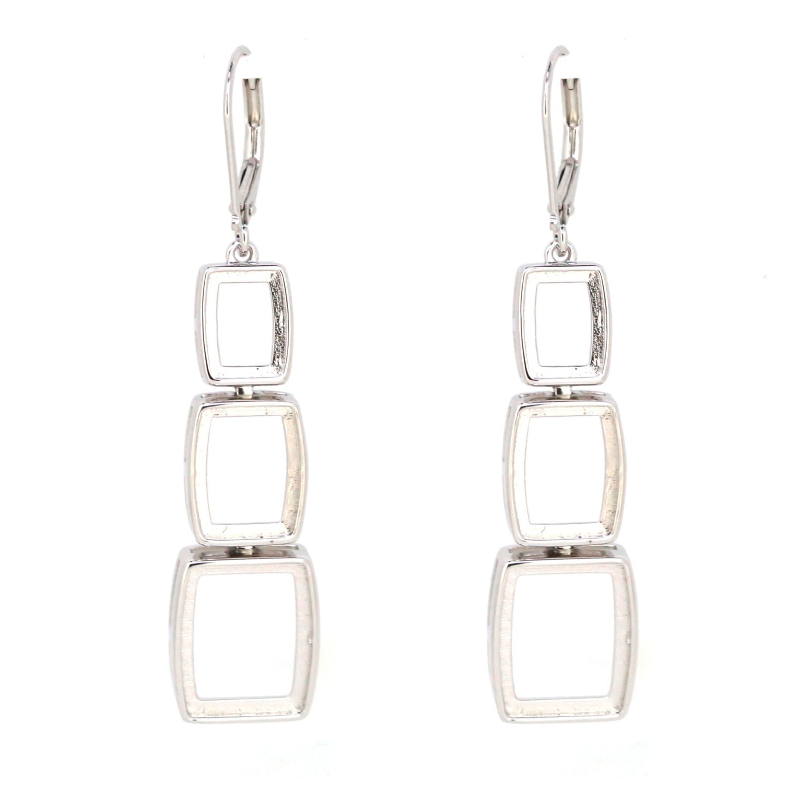 Sterling silver Semi Mount Earrings Setting Cushion CU 12x10 10x8 8x6mm