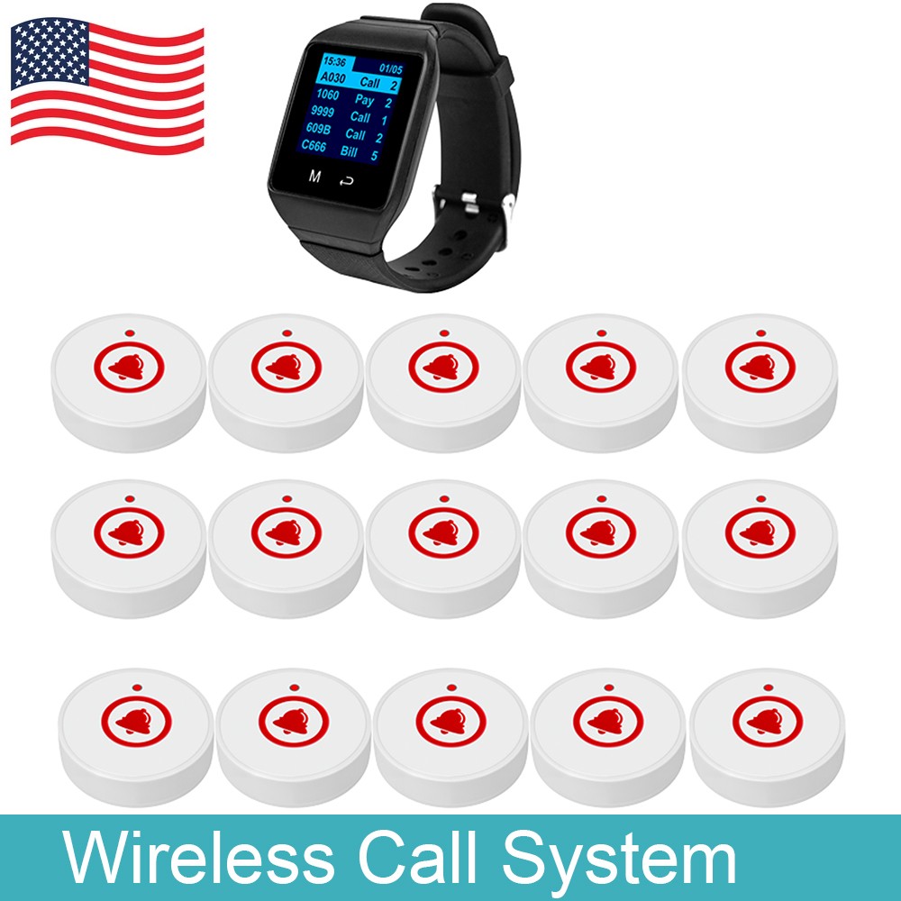 CATEL Restaurant Cafe Wireless Waiter Pager Set 1Watch 15Call Buttons Service
