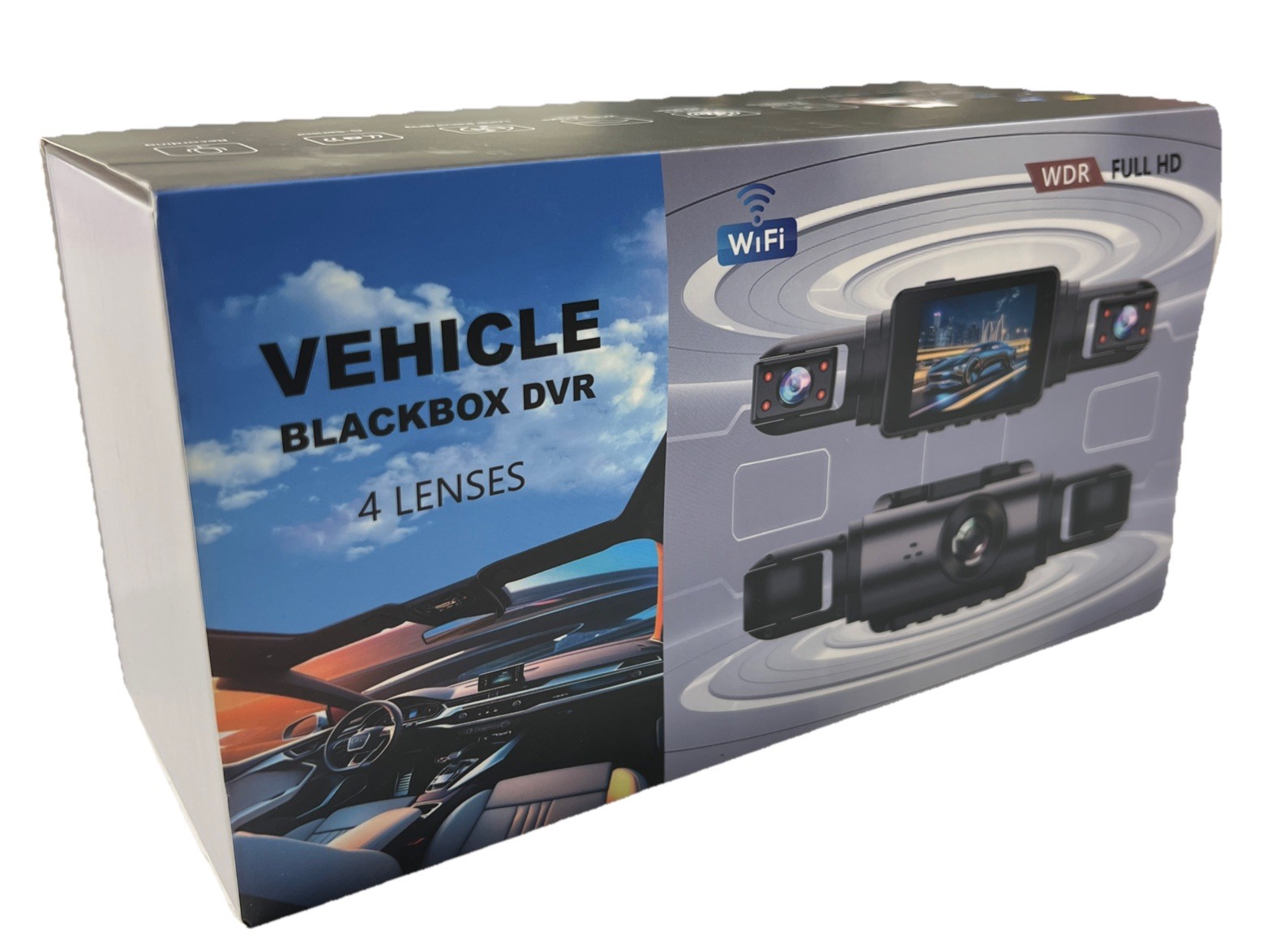 Vehicle Black Box DVR 4-Lense Full-HD Car Camera 1080P Wide-Angle Loop Recording