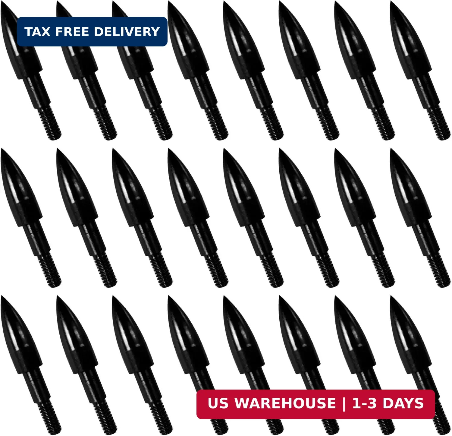 24Pcs Archery Field Points Screw-in Arrow Point 100 Grain 5/16" Steel Field Tips