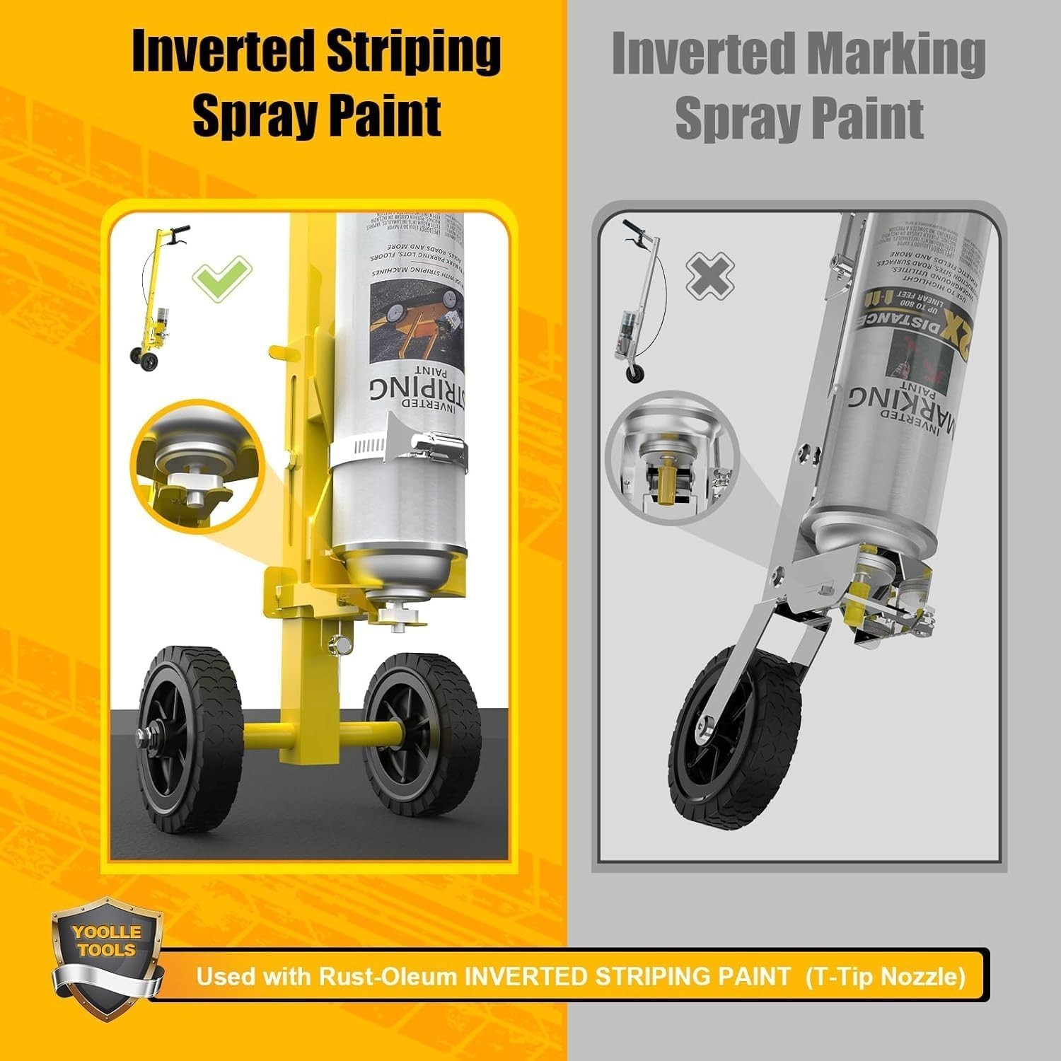 Effortless Line Marking Wand: Two-Wheel Stability & Adjustable Stripe Width 2-4"