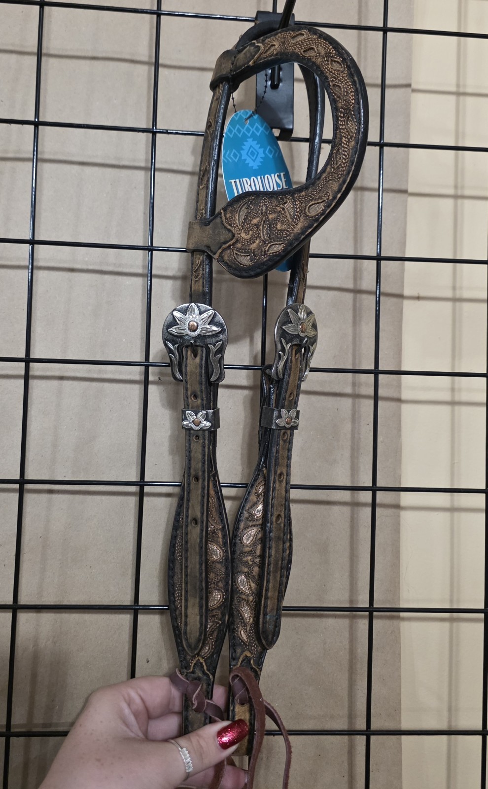 BRAND NEW Weaver Turquoise Cross Collection Frontier Sliding Ear Headstall