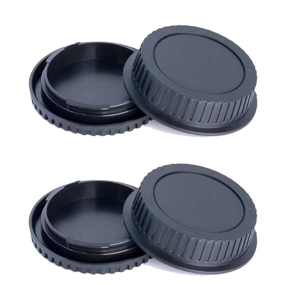 2pcs Rear Lens Cover + 2pcs Camera Body Front Cap for Canon EOS EF DSLR SLR Lens