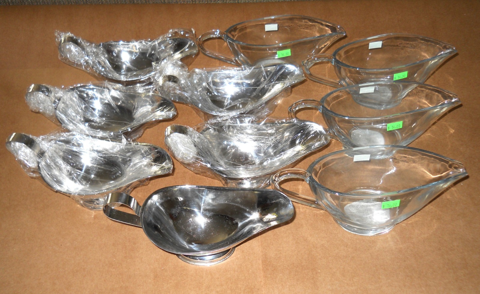 Gravy Boats Glass, Stainless Steel  (Lot of 10)