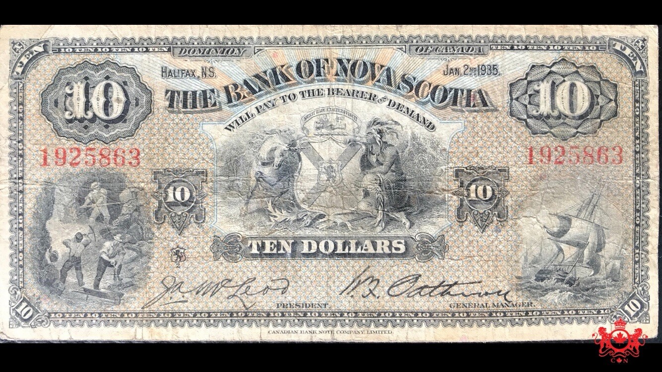 1935 The Bank Of Nova Scotia 10$ 1925863 - F/VF - 550-36-04