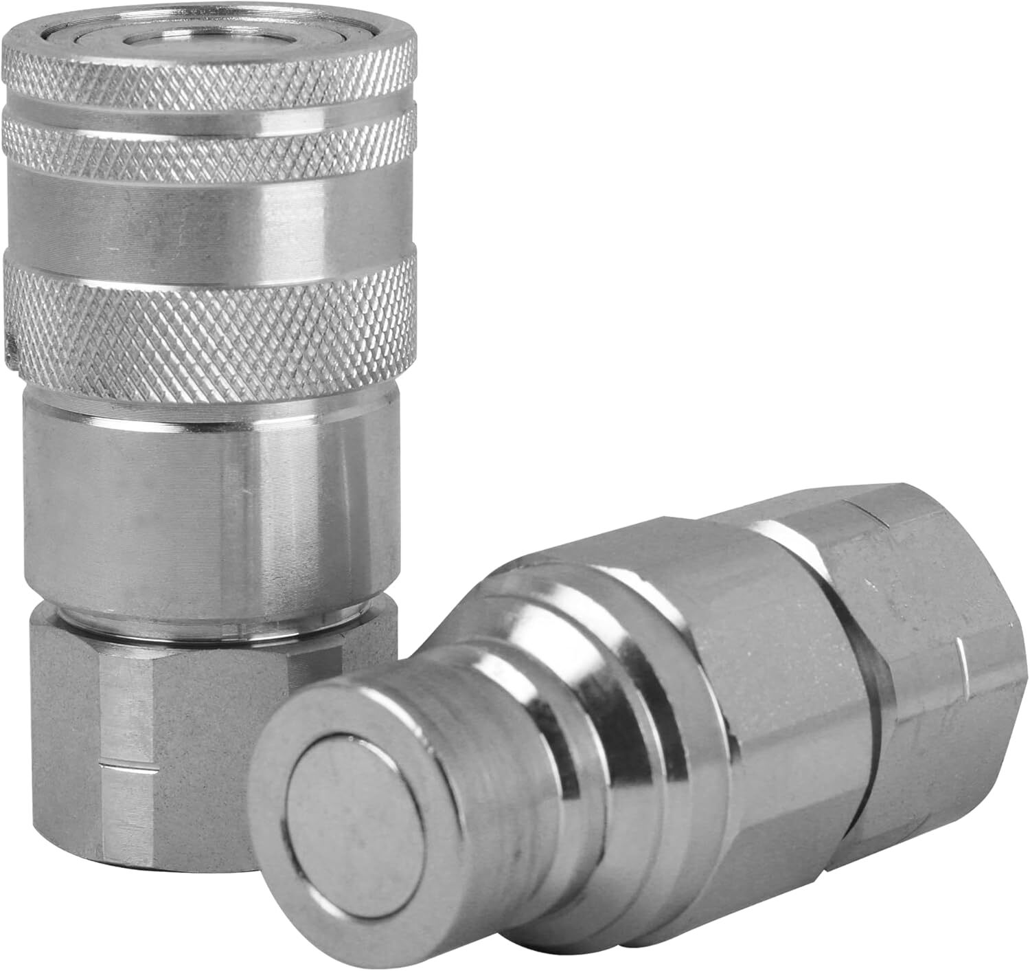 2Sets Flat Face Hydraulic Quick Connect Coupler Set, 1/2" Body x 1/2″ NPT Thread